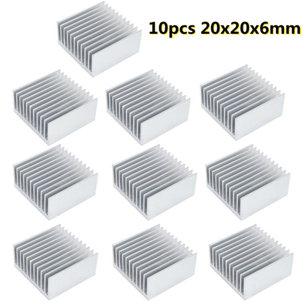Heatsink Cooling Aluminum 10Pcs LOT Heatsink For CPU IC LED Computer Components Heatsink Fan Cooling Radiator Cooler 20x20x10mm Size
