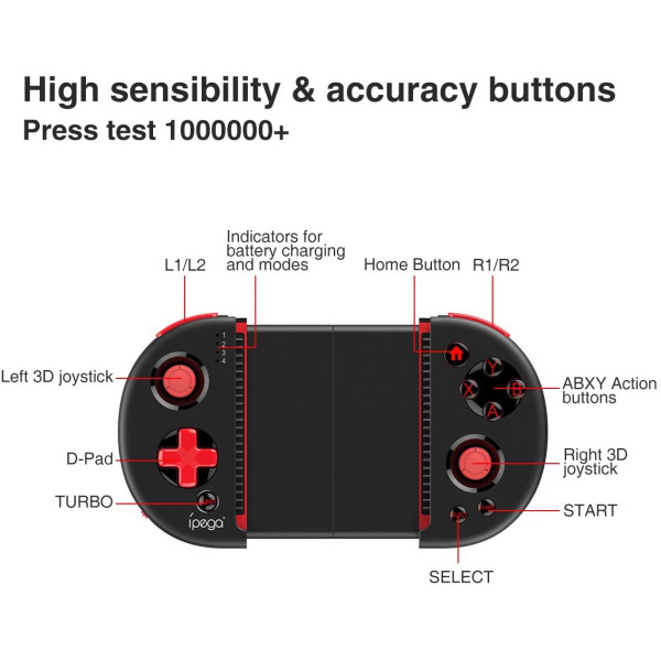 IPEGA Red Knight PG-9087S Wireless 4.0 Game Controller Gamepad Joystick for Samsung Galaxy S10 /S20/ NOTE10 Oppo VIVO Xiaomi LG Smart Android Mobile Phone Tablet (Android 6.0 and Above)