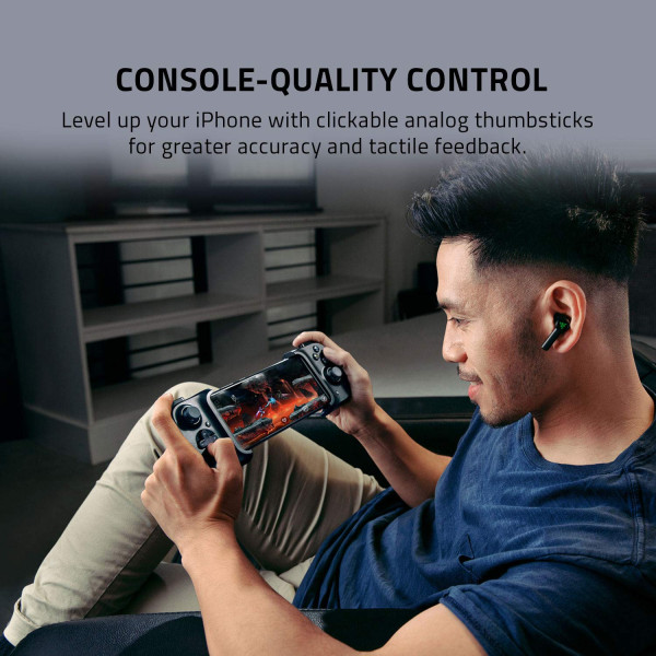 Razer Kishi Mobile Game Controller Gamepad for iPhone iOS: Works with most iPhones iPhone X, 11, 12, Apple Arcade, Amazon Luna Lightning Port Passthrough Mobile Grip MFi Certified